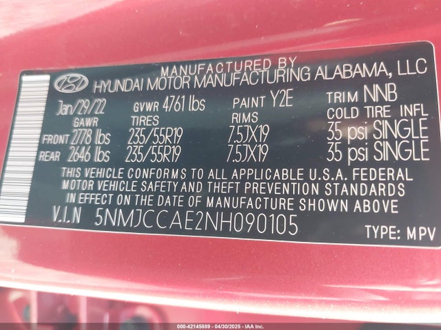 Hyundai TUCSON SEL 2022 5NMJCCAE2NH090105 Image 9
