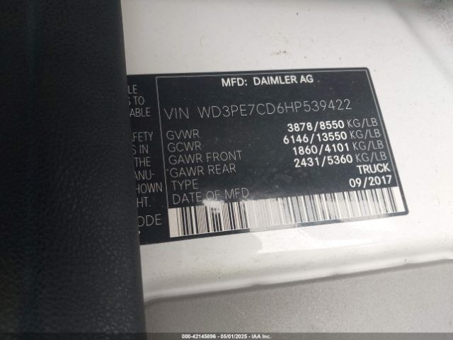 WD3PE7CD6HP539422 Mercedes-Benz Sprinter 2500 Standard Roof V6