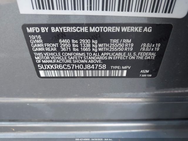 2017 BMW X5 5UXKR6C57H0J84758 Photo 8
