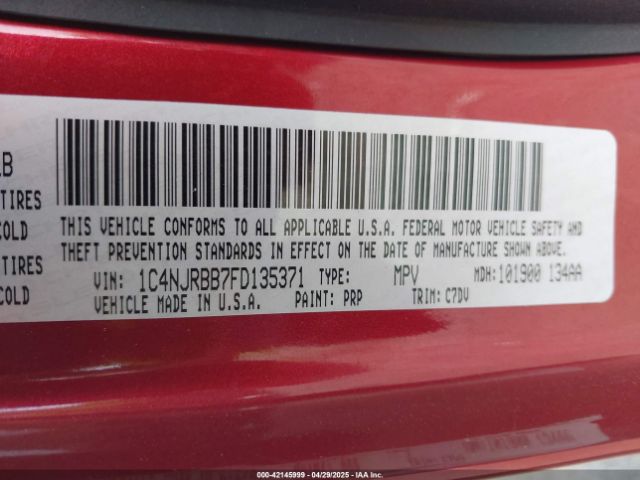 1C4NJRBB7FD135371 Jeep Patriot Sport