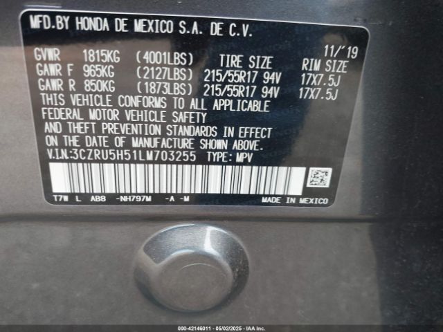 3CZRU5H51LM703255 Honda Hr-v 2wd Ex