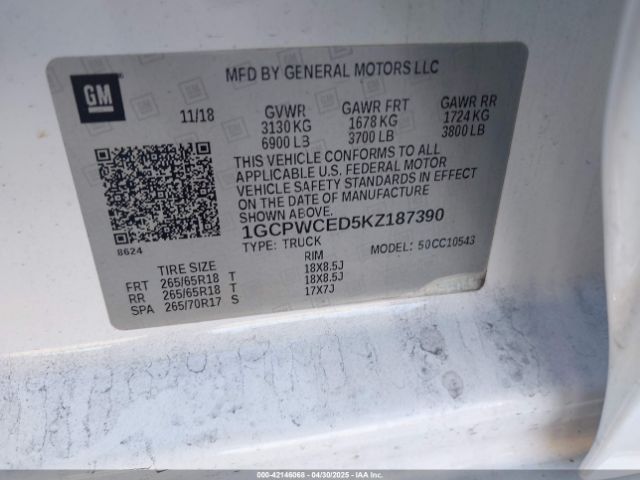 1GCPWCED5KZ187390 Chevrolet Silverado 1500 Lt