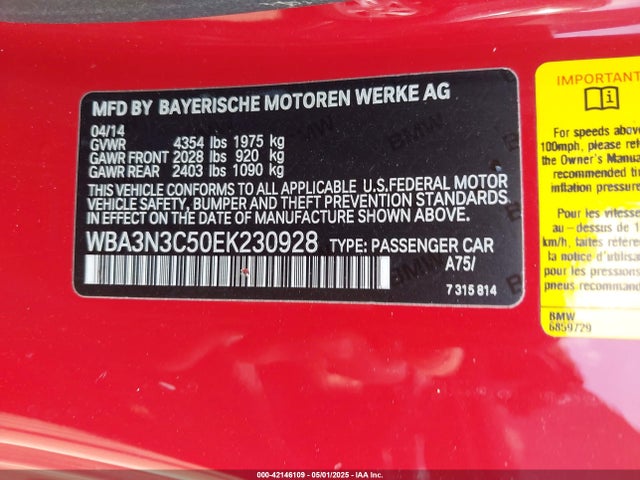 Aukcja sprzedaży 2014 Bmw 428i, vin: WBA3N3C50EK230928, numer aukcji: 42146109