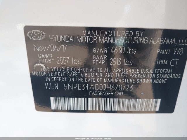 5NPE34AB0JH670723 Hyundai Sonata Sport 2.0t