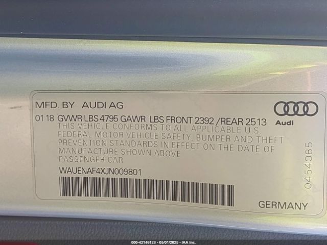 WAUENAF4XJN009801 Audi A4 2.0t Premium/2.0t Tech Premium