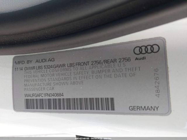 WAUFGAFC1FN040884 Audi A6 3.0t Premium Plus