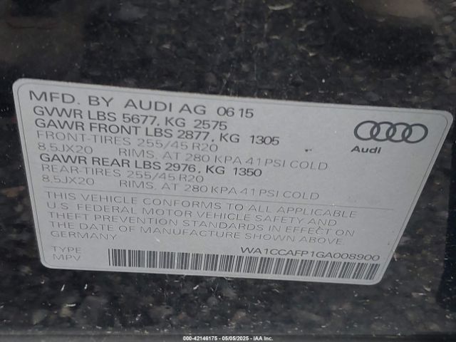 2016 AUDI SQ5 WA1CCAFP1GA008900 Photo 8