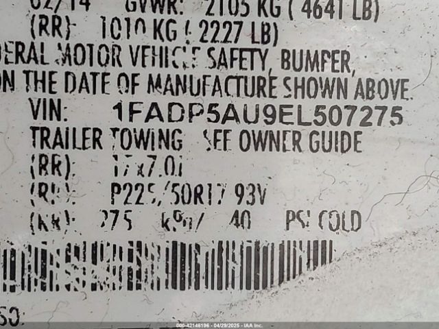 1FADP5AU9EL507275 Ford C-max Hybrid Se