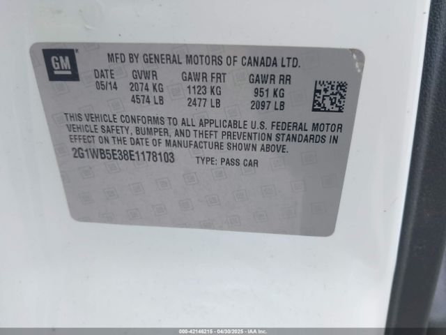 2G1WB5E38E1178103 Chevrolet Impala Limited Lt