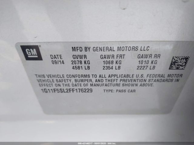 1G11F5SL2FF176229 Chevrolet Malibu 1lz