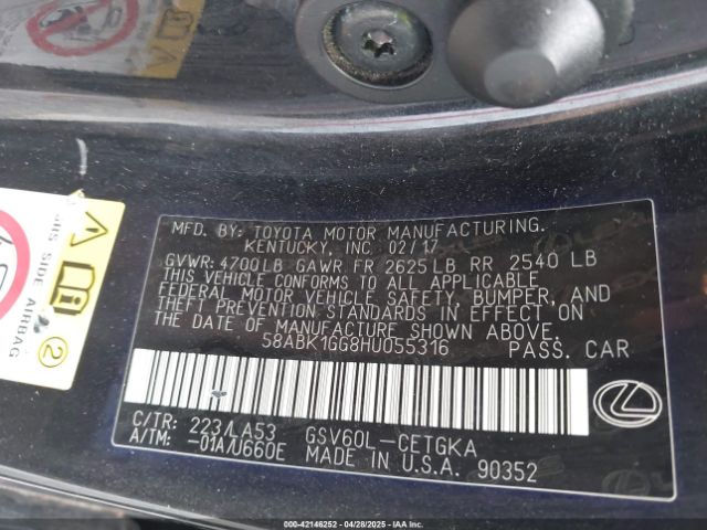 2017 LEXUS ES 350 58ABK1GG8HU055316 Photo 8