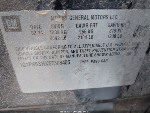 1G1PA5SHXE7308456 Chevrolet Cruze Ls Auto