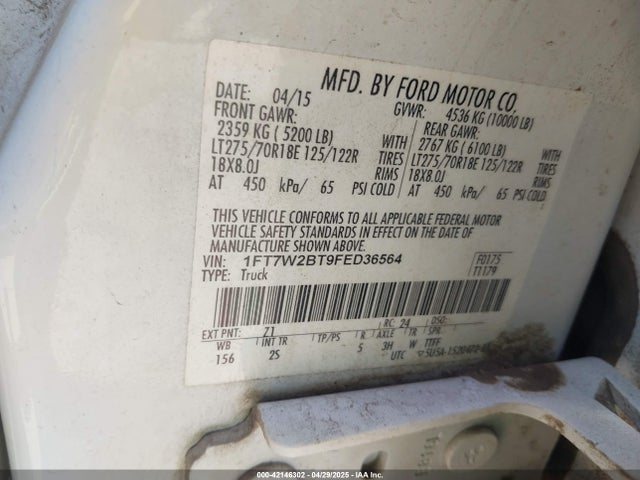 1FT7W2BT9FED36564 Ford F-250 Xlt