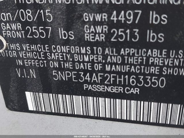5NPE34AF2FH163350 Hyundai Sonata Sport