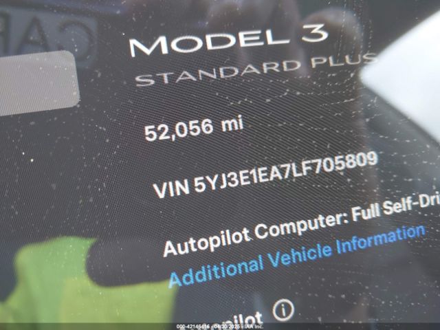 5YJ3E1EA7LF705809 Tesla Model 3 Standard Range Plus Rear-wheel Drive/standard Range Rear-wheel Drive