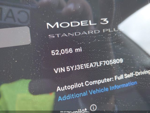 5YJ3E1EA7LF705809 Tesla Model 3 Standard Range Plus Rear-wheel Drive/standard Range Rear-wheel Drive