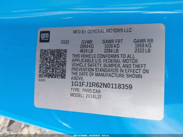 1G1FJ1R62N0118359 Chevrolet Camaro Rwd  Zl1