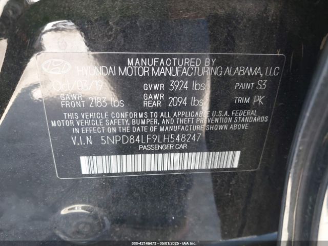 2020 HYUNDAI ELANTRA 5NPD84LF9LH548247 Photo 8