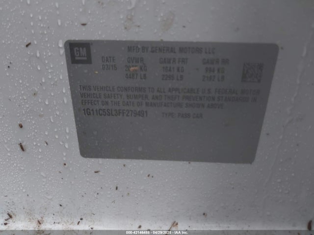1G11C5SL3FF279491 Chevrolet MALIBU 1LT