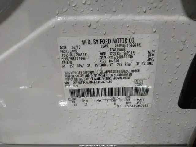 2FMTK4J84FBB67130 Ford EDGE SEL
