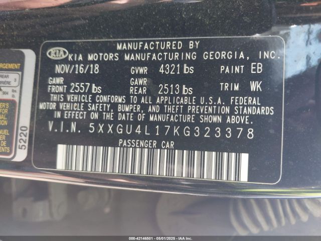 5XXGU4L17KG323378 KIA OPTIMA EX