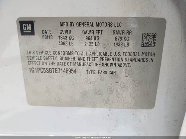 1G1PC5SB7E7146954 Chevrolet Cruze 1lt Auto
