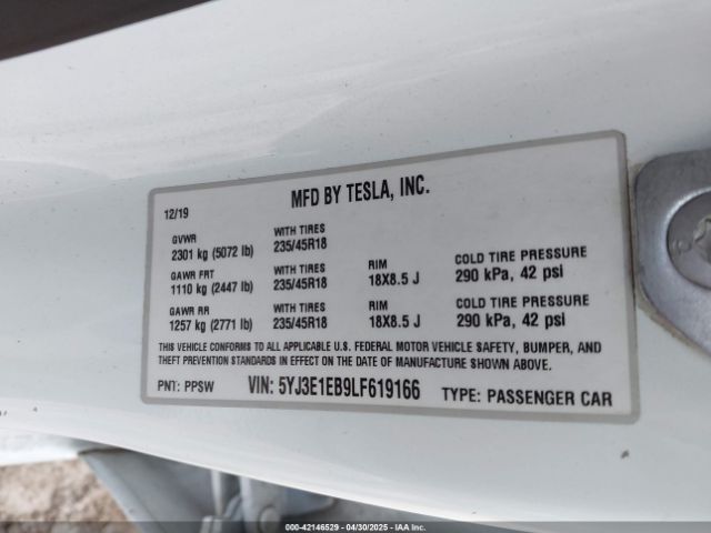 2020 TESLA MODEL 3 5YJ3E1EB9LF619166 Photo 8