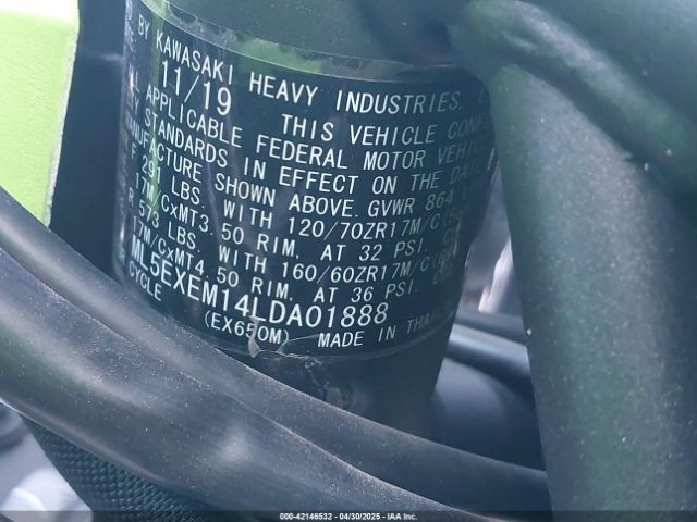 2020 KAWASAKI EX650 ML5EXEM14LDA01888 Photo 9