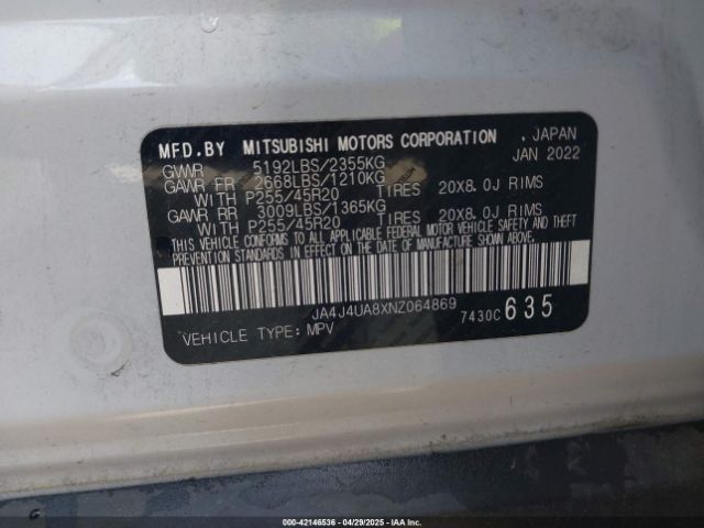 2022 MITSUBISHI OUTLANDER JA4J4UA8XNZ064869 Photo 8