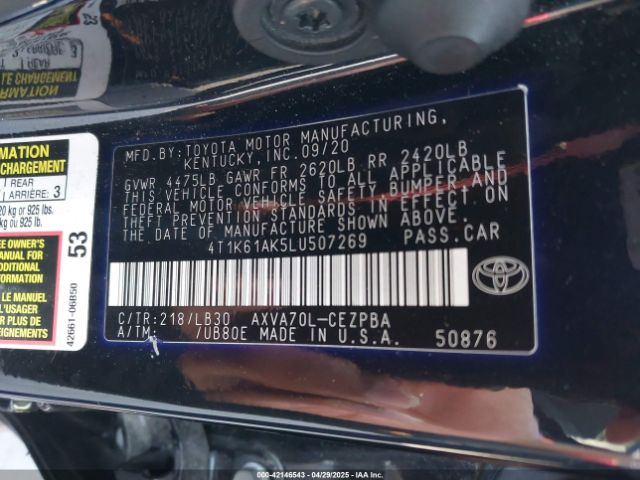 4T1K61AK5LU507269 Toyota a25a-fks