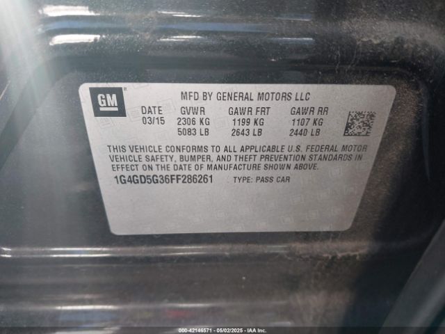 1G4GD5G36FF286261 Buick Lacrosse Premium I