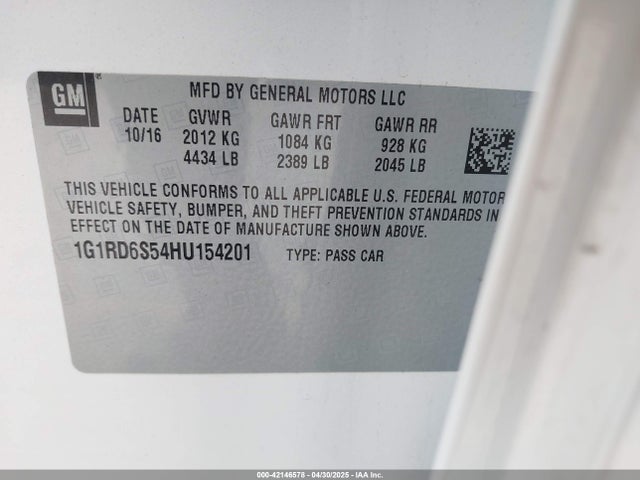 1G1RD6S54HU154201 Chevrolet Volt Premier