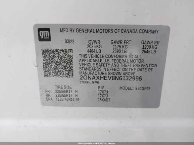 2022 CHEVROLET EQUINOX 2GNAXHEV8N6132996 Photo 8