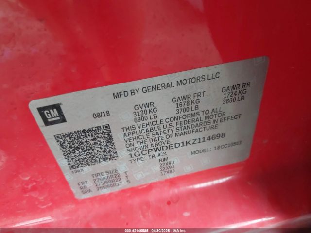 1GCPWDED1KZ114698 Chevrolet Silverado 1500 Rst