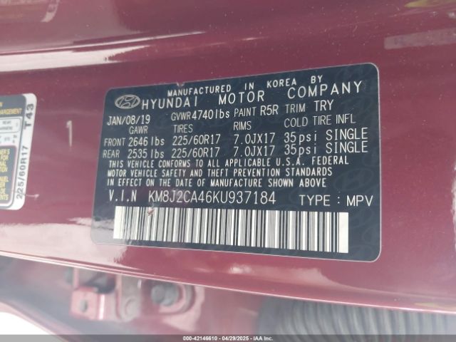 KM8J2CA46KU937184 Hyundai TUCSON SE