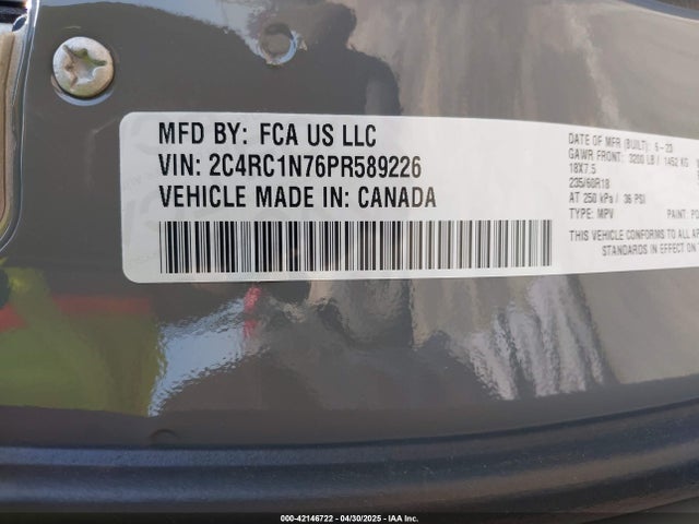 2C4RC1N76PR589226 Chrysler Pacifica Hybrid Pinnacle