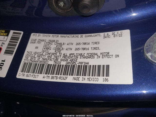 3TYCZ5AN4NT093821 Toyota 2gr-fks