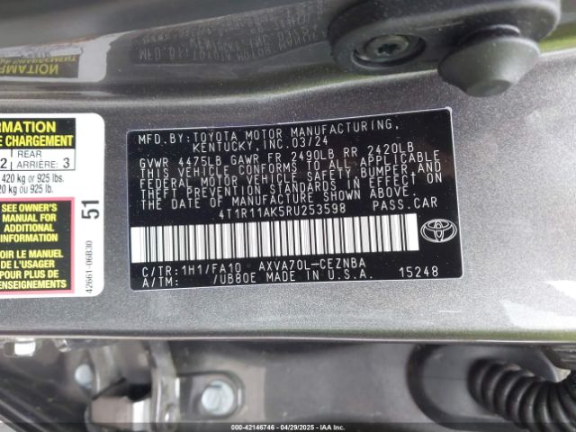 4T1R11AK5RU253598 Toyota a25a-fks