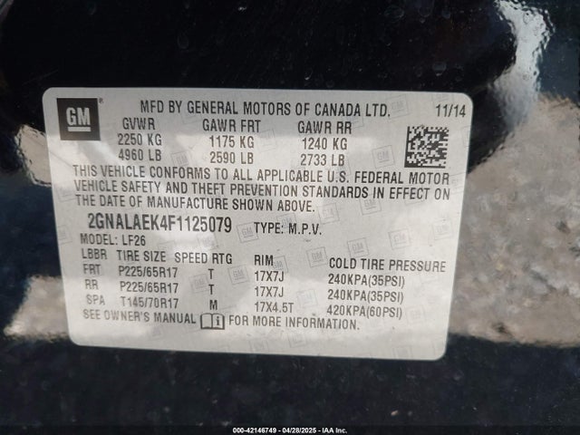 2GNALAEK4F1125079 Chevrolet EQUINOX LS