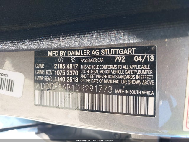 42146772 :رقم المزاد ، WDDGF8AB1DR291773 vin ، 2013 Mercedes-benz C 300 Luxury 4matic/sport 4matic مزاد بيع