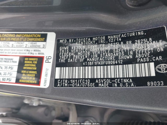 Toyota CAMRY LE 2015 4T1BF1FK0FU906412 Image 9