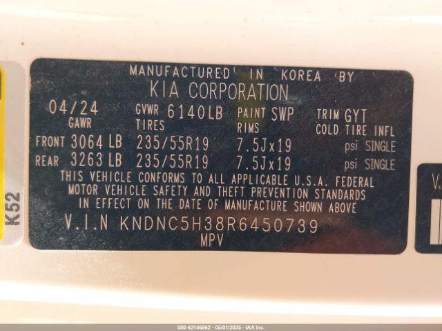 KNDNC5H38R6450739 KIA Carnival Mpv Ex