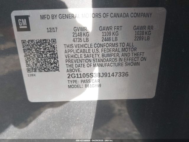 2018 CHEVROLET IMPALA 2G1105S38J9147336 Photo 8