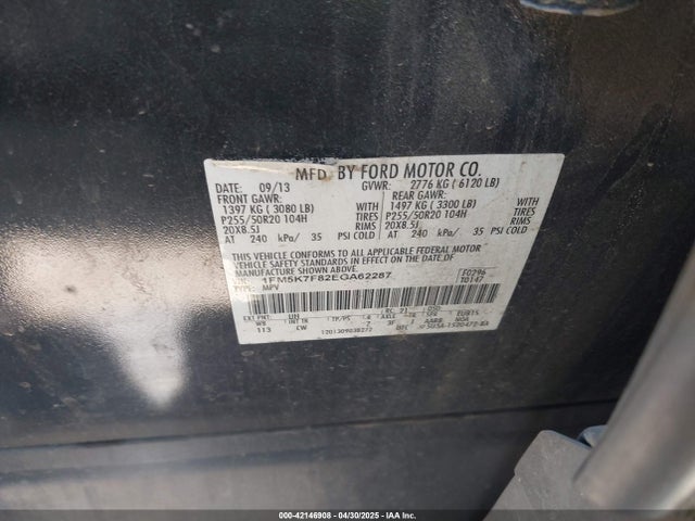 Ford Explorer 2014 1FM5K7F82EGA62287 Image 9