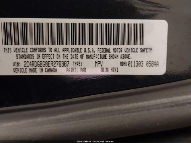 2C4RDGBG8ER276387 Dodge Grand Caravan American Value Pkg