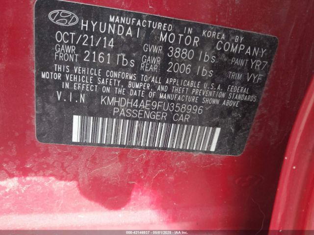 KMHDH4AE9FU358996 Hyundai Elantra Se/sport/limited