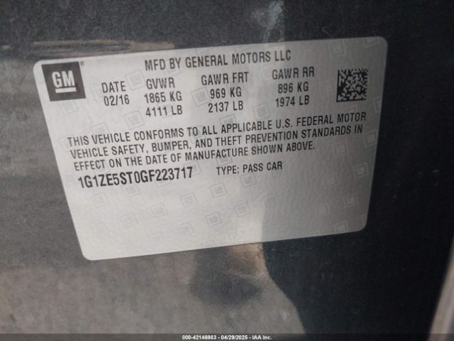 1G1ZE5ST0GF223717 Chevrolet MALIBU 1LT