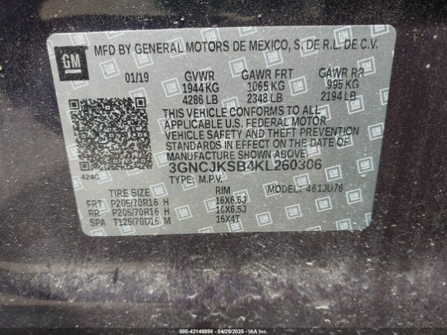 3GNCJKSB4KL260306 Chevrolet TRAX LS
