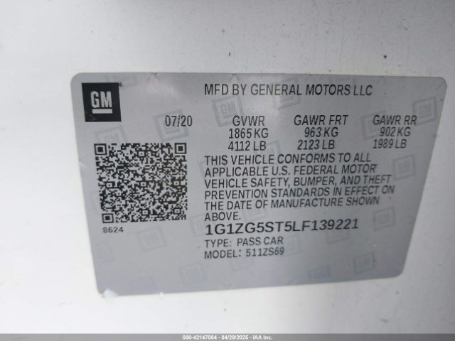 1G1ZG5ST5LF139221 Chevrolet Malibu Fwd Rs
