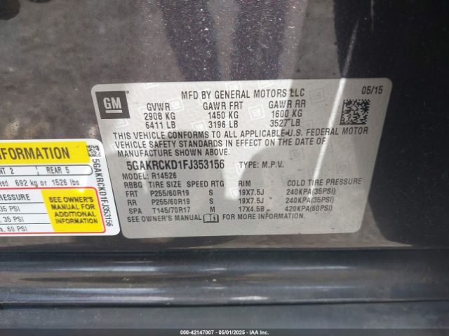 5GAKRCKD1FJ353156 Buick Enclave Premium